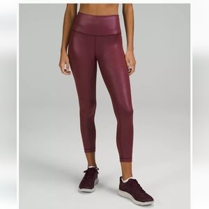 Lululemon Wunder Train High-Rise Tight 25"Foil Merlot NWT